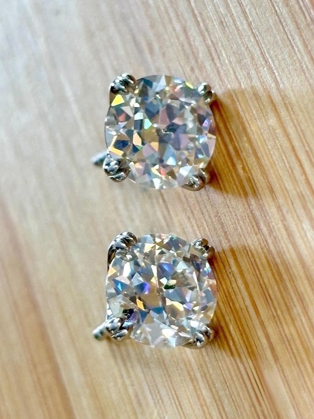 4ctw Old European Cut Moissanite studs in Argentium silver! Victorian charm! - Picture 13 of 16